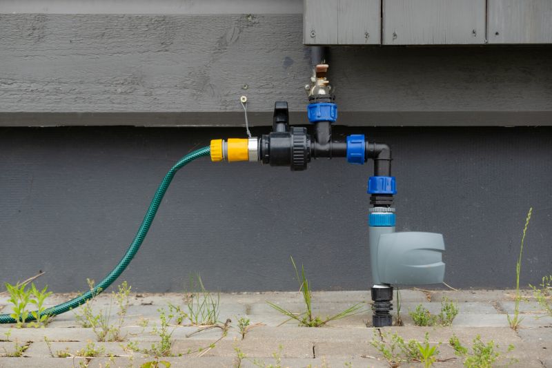Wide view of lawn sprinkler system